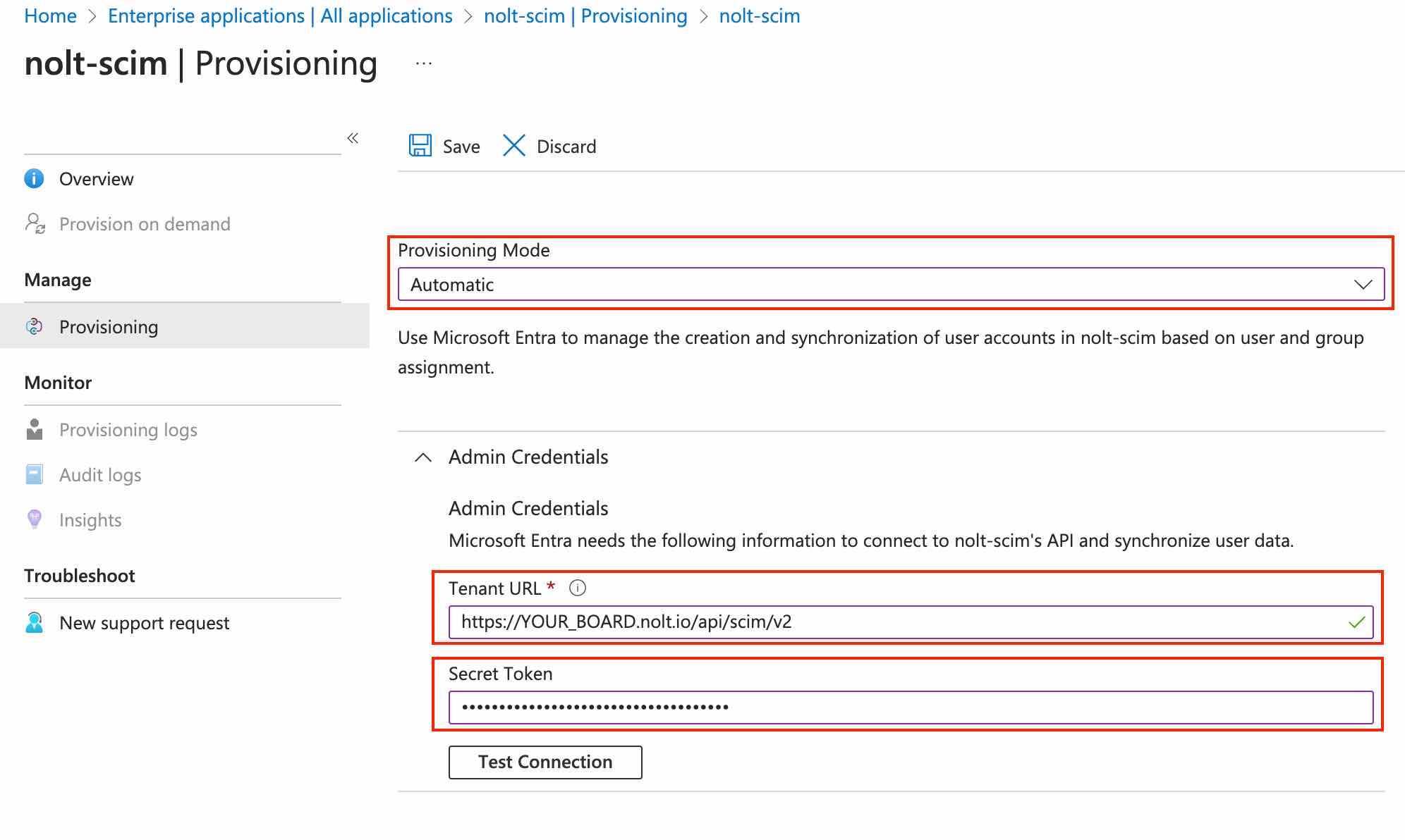 Microsoft Entra ID SCIM provisioning settings