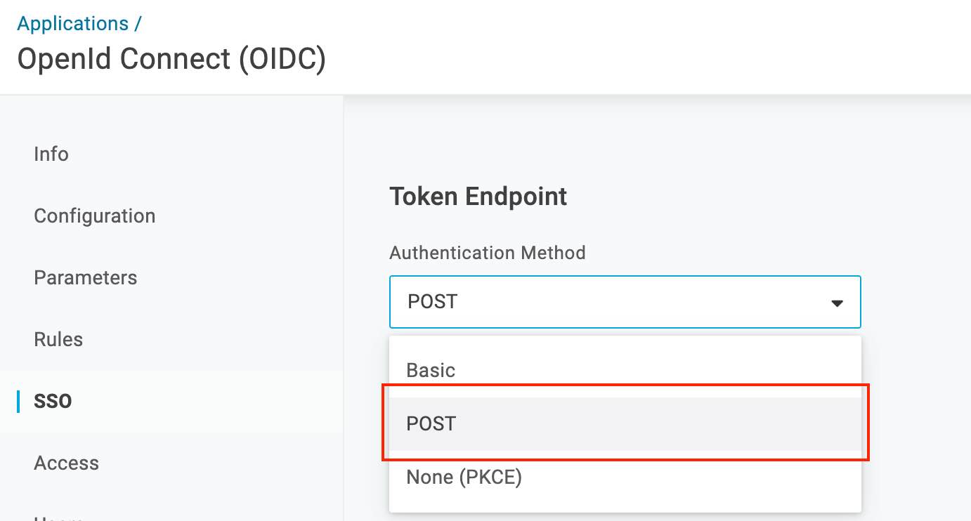 OneLogin OIDC SSO token config